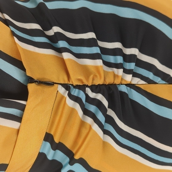 Zara Striped Satin Top + Skirt Yellow Black S retro preppy Business casual - Picture 6 of 8